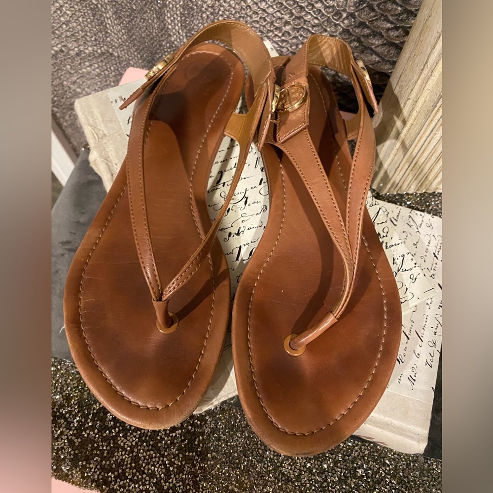 Tory Burch Tan Leather Thong Sandals